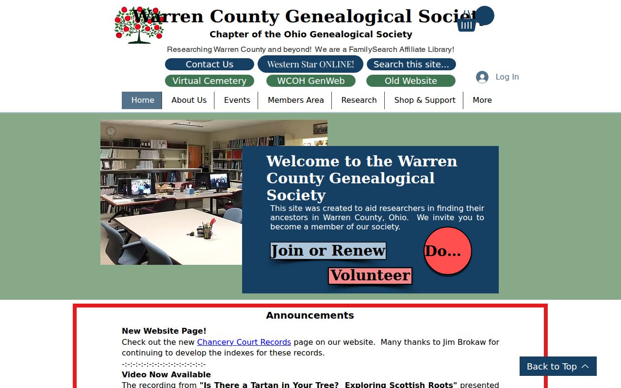 Warren County Genealogical Society resource page for Deerfield Township city directory research