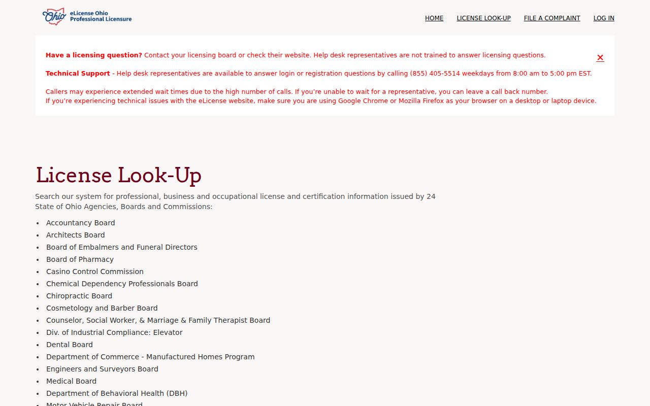 Deerfield Township residents directory Ohio professional license verification