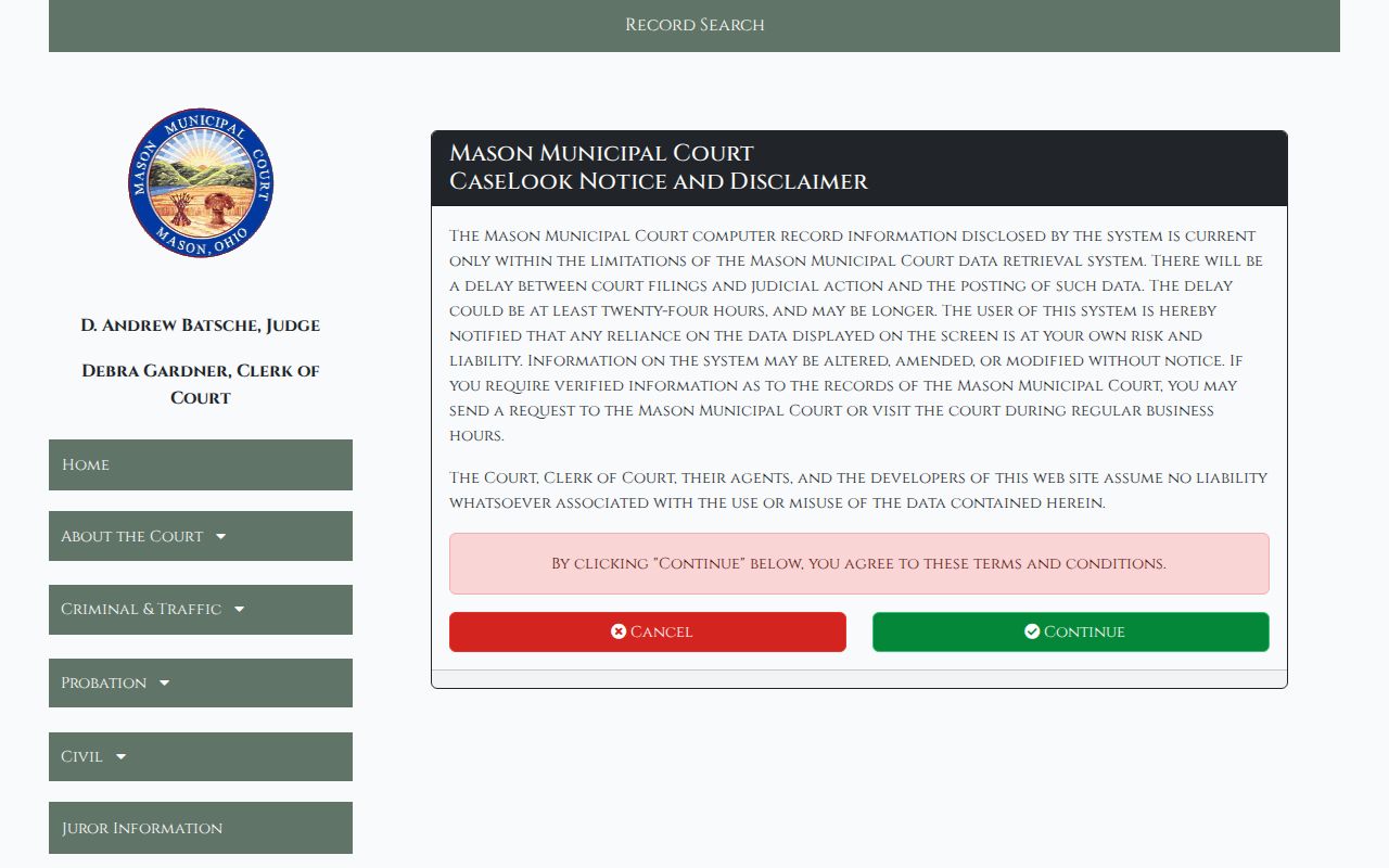 Deerfield Township resident lookup Mason CaseLook portal
