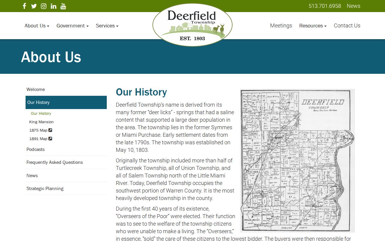 Deerfield Township ZIP code directory historic geography resources